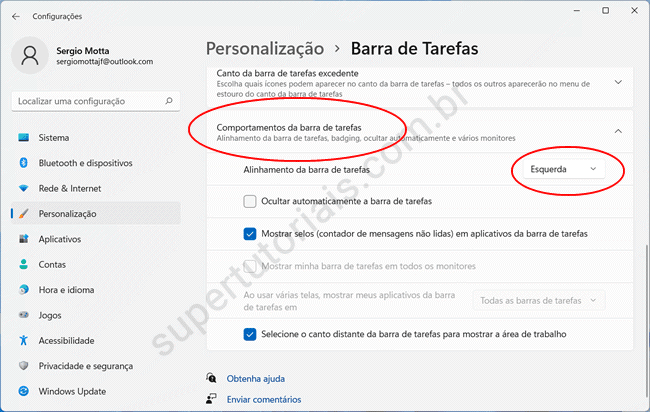 Como colocar a barra de tarefas do Windows 11 do lado esquerdo